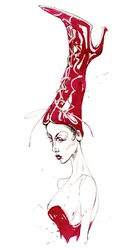 Red high boot hat: from a series inspired by Elsa Schiaparelli
